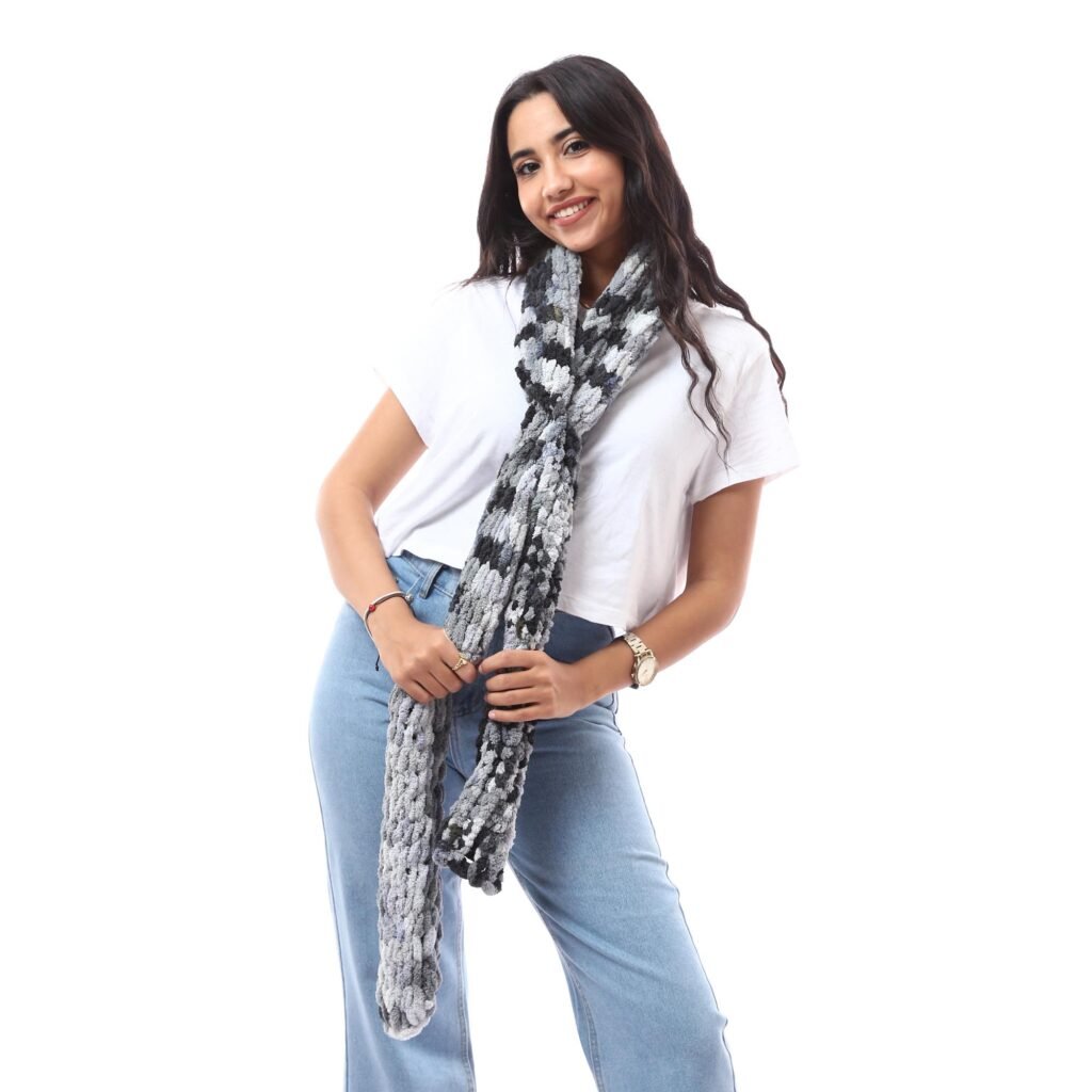 Comfy Puffy Tie  Scarf Crochet Handmade
