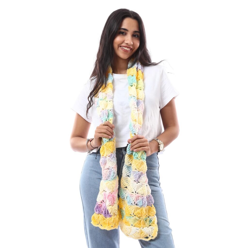 Colored Fancy Leaf Scarf Aliza Batik Crochet Handmade