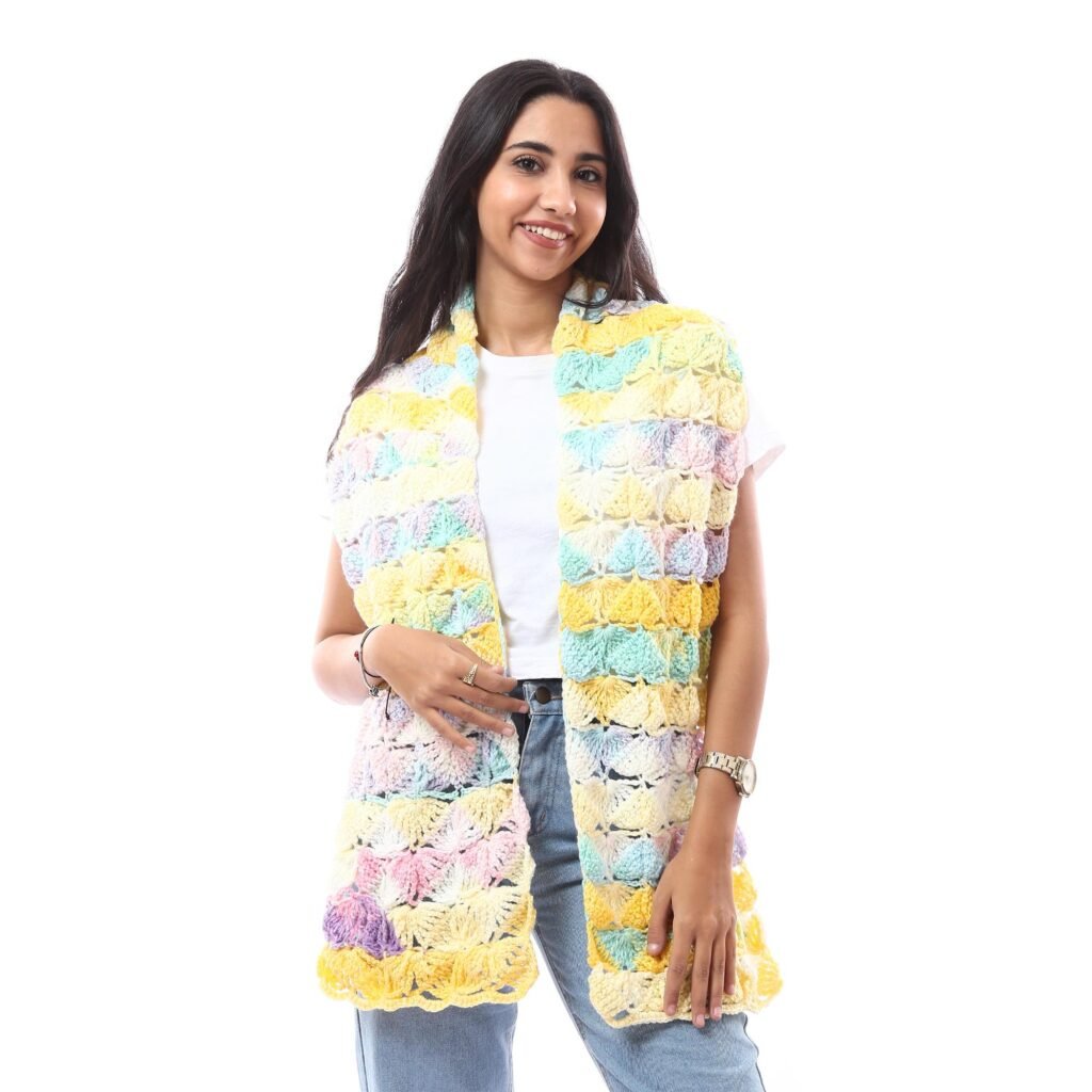 Colored Fancy Leaf Scarf Aliza Batik Crochet Handmade