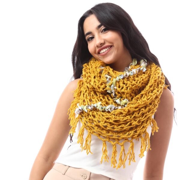 Wool Trendy Poncho Scarf Multi Outfits Crochet Decorated Colorful Velvet Tap