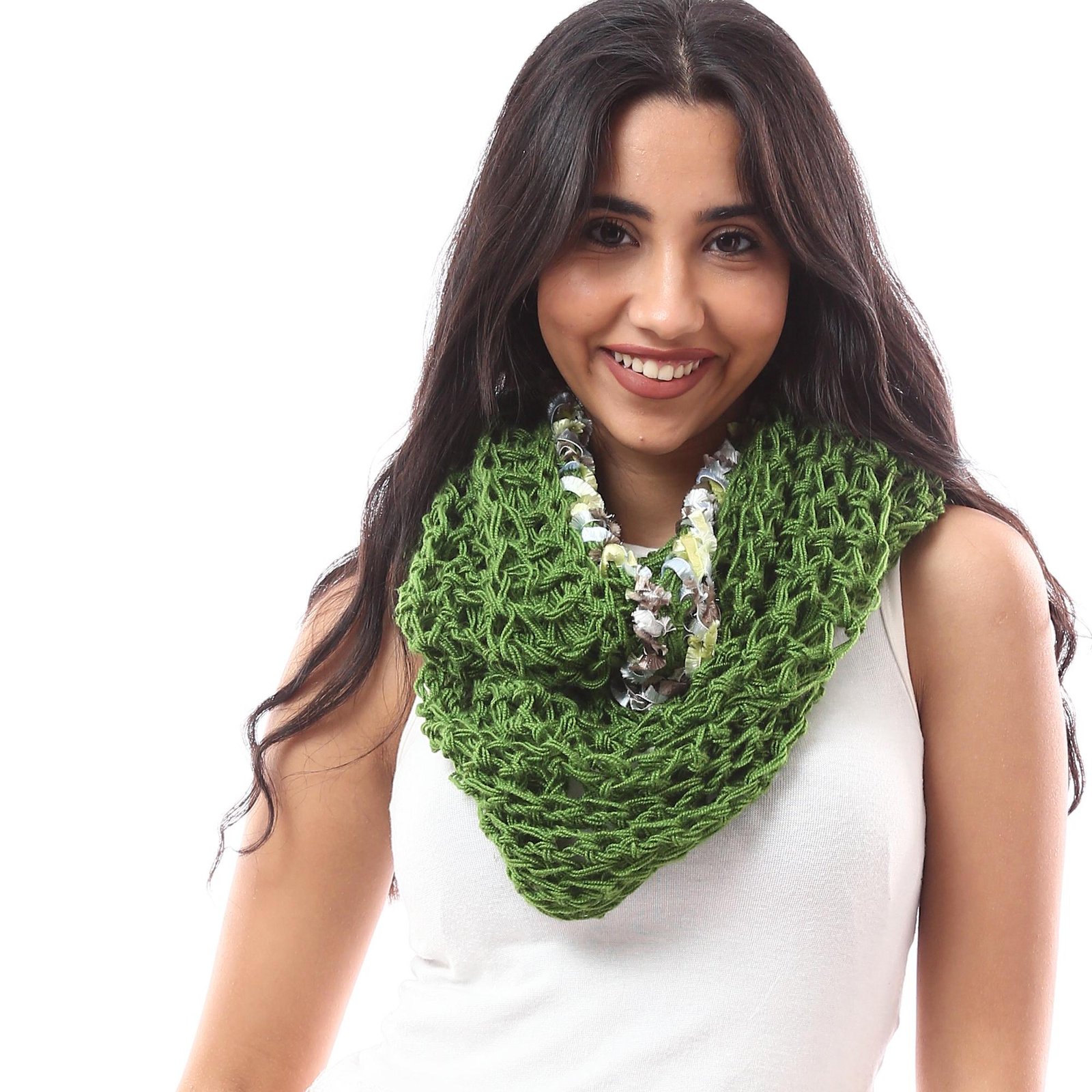 Wool Trendy Poncho Scarf Multi Outfits CrochetDecorated ColorfulVelvet Tap - Image 1