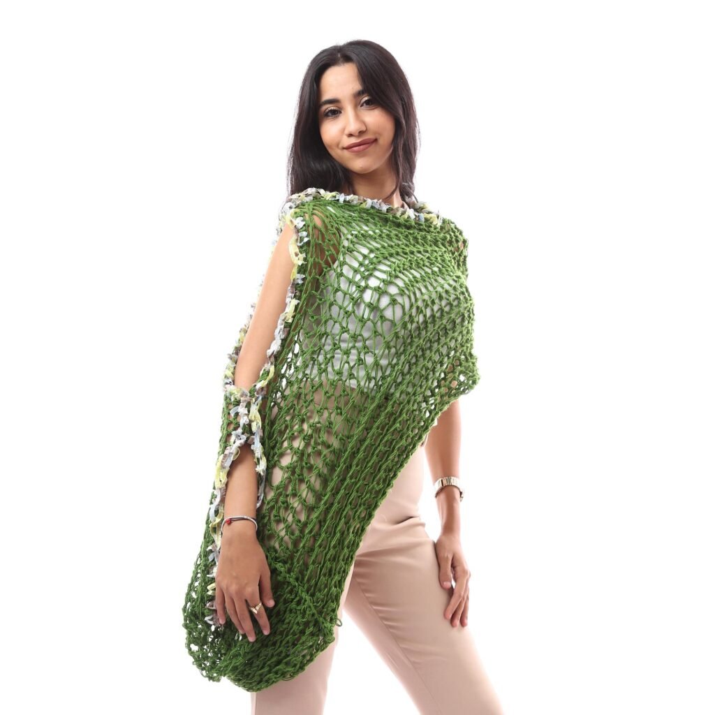 Wool Trendy Poncho Scarf Multi Outfits Crochet Decorated Colorful Velvet Tap