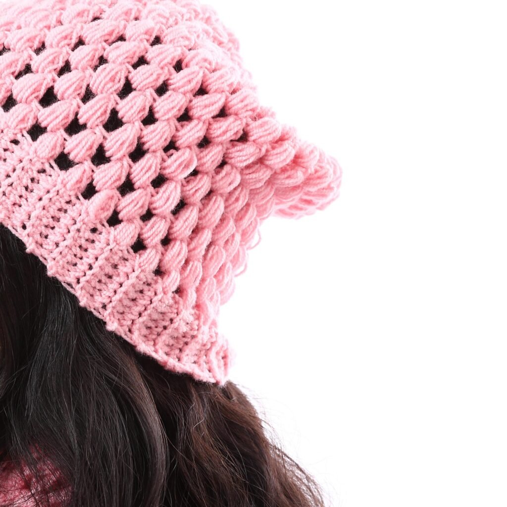 Wool Beanie Puff Crochet Handmade