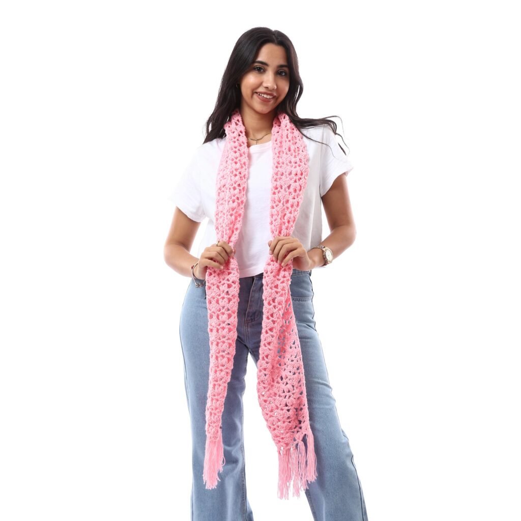 Wool Scarf Puff Crochet Handmade .