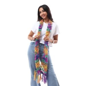 Colorfull Fancy Scarf Puff  Angora Mohair Crochet Handmade