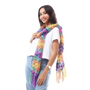Colorfull Fancy Scarf Puff  Angora Mohair Crochet Handmade - Image 2