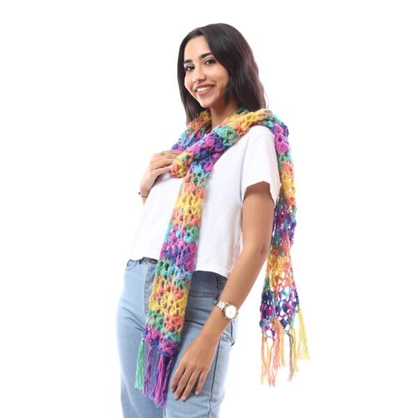 Colorfull Fancy Scarf Puff  Angora Mohair Crochet Handmade