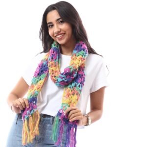 Colorfull Fancy Scarf Puff  Angora Mohair Crochet Handmade - Image 3