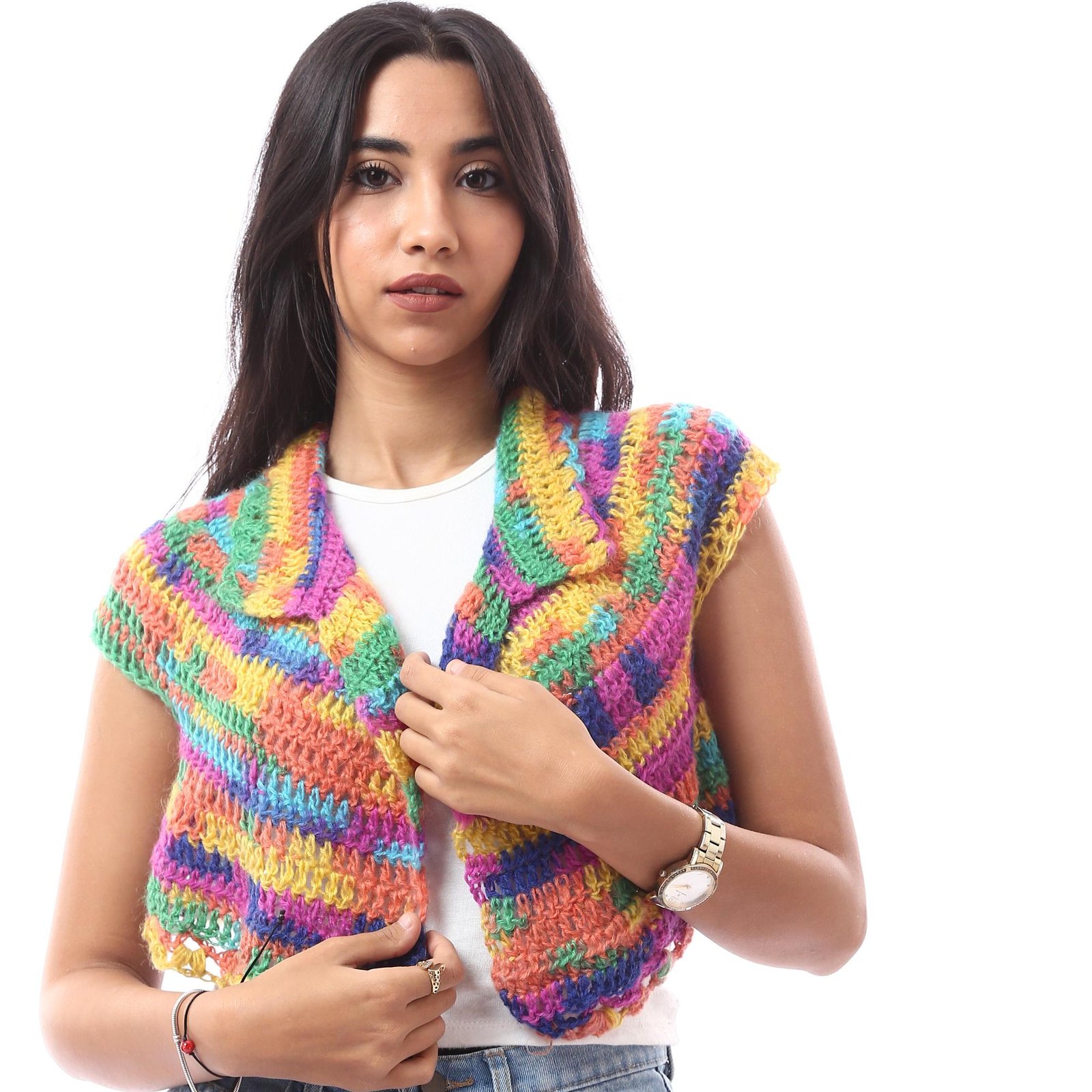 Colorfull Crop Bolero Puff Angora Mohair Crochet Handmade - Image 3