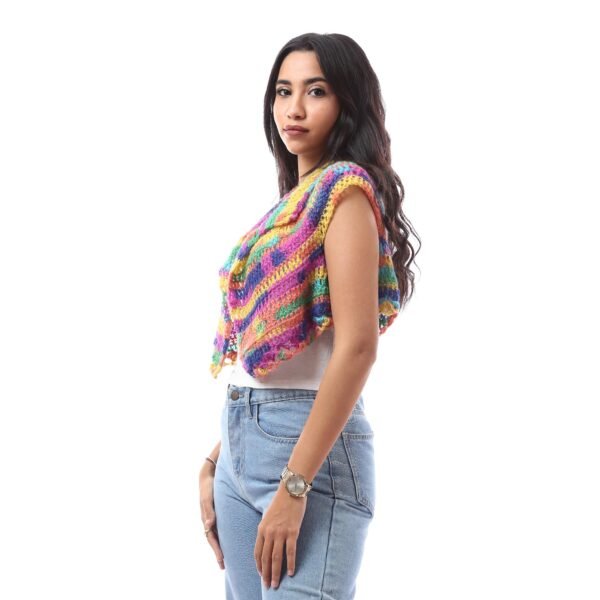 Colorfull Crop Bolero Puff Angora Mohair Crochet Handmade