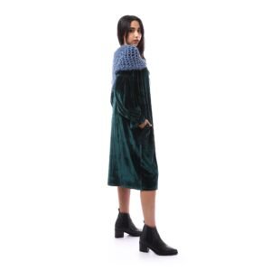 Fancy Sliky Velvet Plush Dress Wrap High Collar Crochet - Image 3