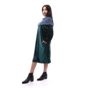 Fancy Sliky Velvet Plush Dress Wrap High Collar Crochet - Image 4