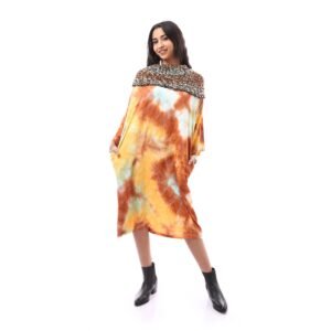 Fancy Crepe Dress Luxurious Wrap High Collar  Crochet