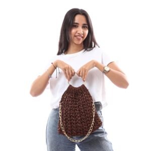 Fancy Hand Bag Crochet Satin Handmade