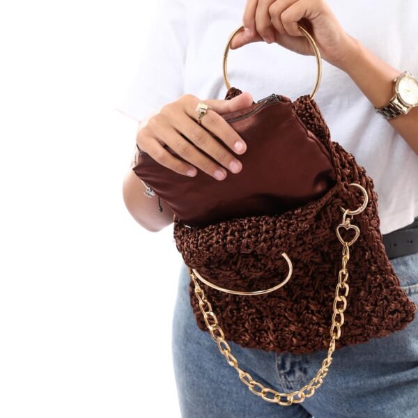 Fancy Hand Bag Crochet Satin Handmade