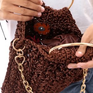 Fancy Hand Bag Crochet Satin Handmade - Image 4