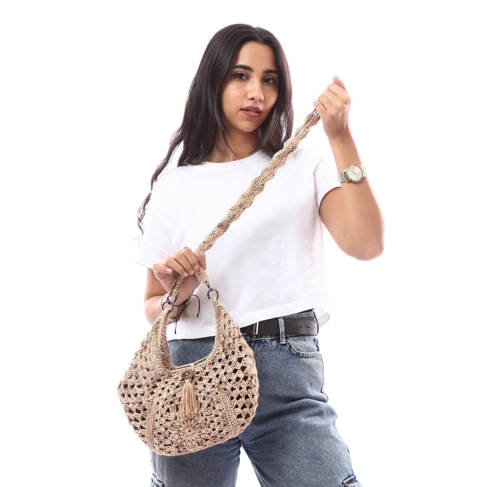 Fancy Cross Bag Silky Cotton Crochet Handmade - Image 2