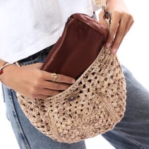 Fancy Cross Bag Silky Cotton Crochet Handmade - Image 4