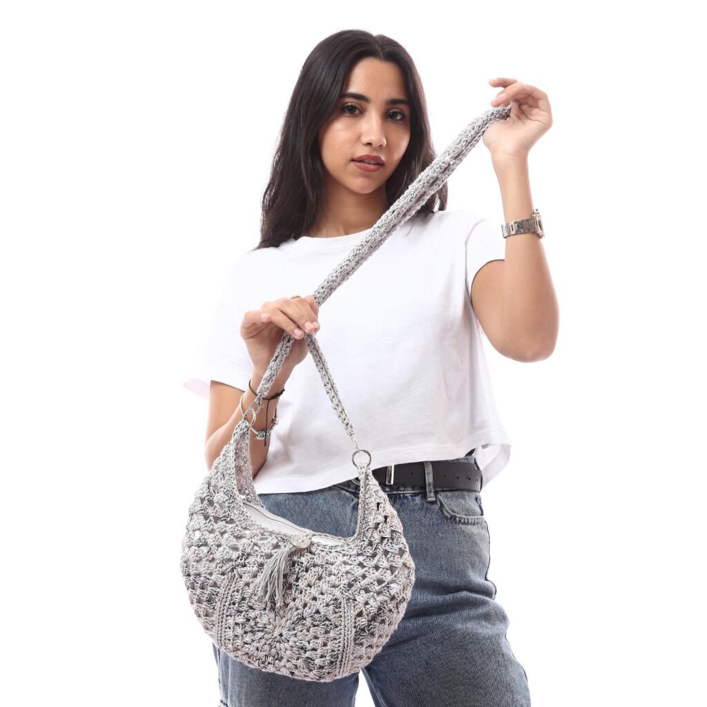 Fancy Cross Bag Silky Cotton Crochet Handmade