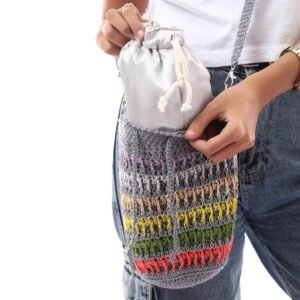 Fancy Bucket Cross Bag Silky Cotton Crochet Handmade - Image 5