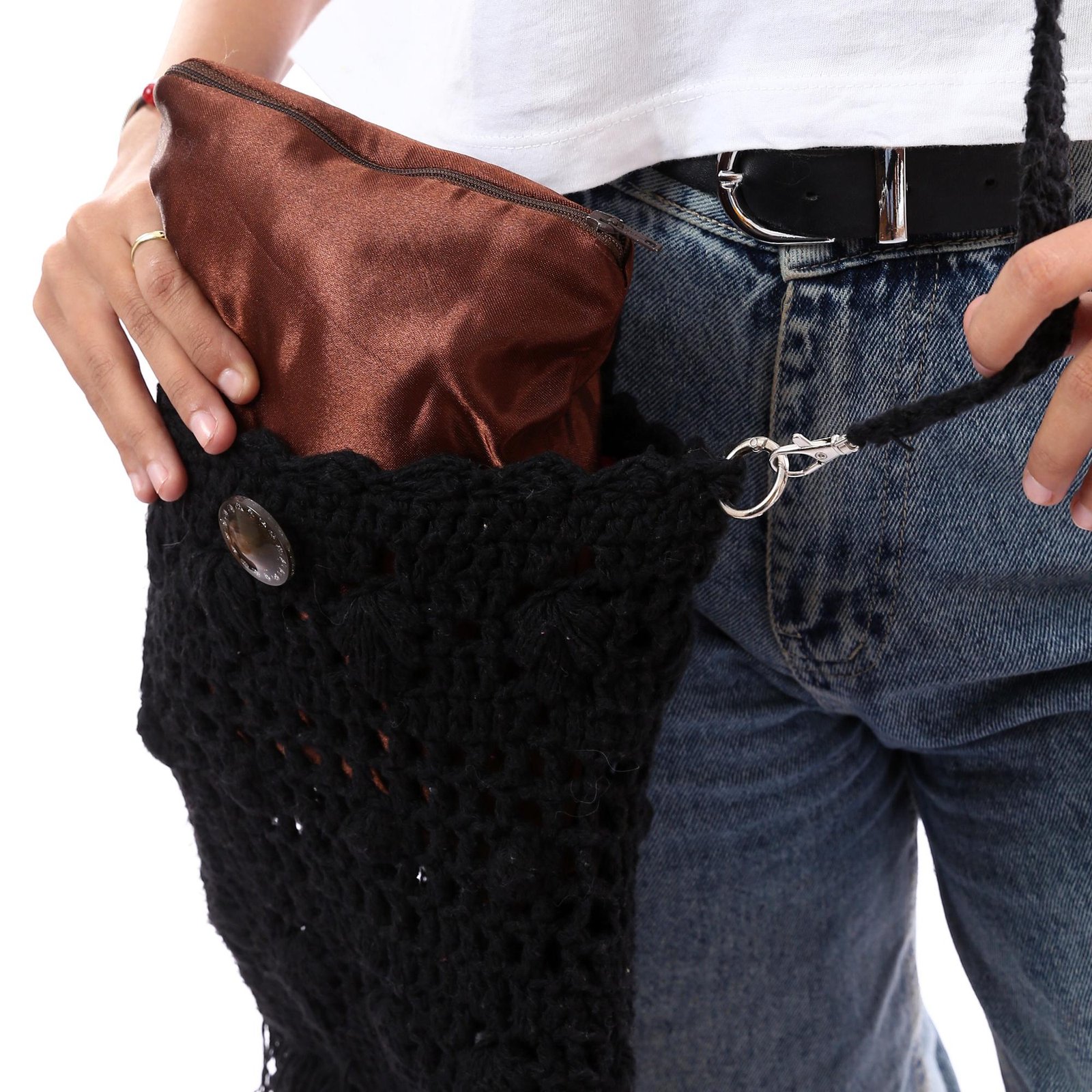 Fancy Cross Bag Cotton Washed Crochet Handmade - Image 2