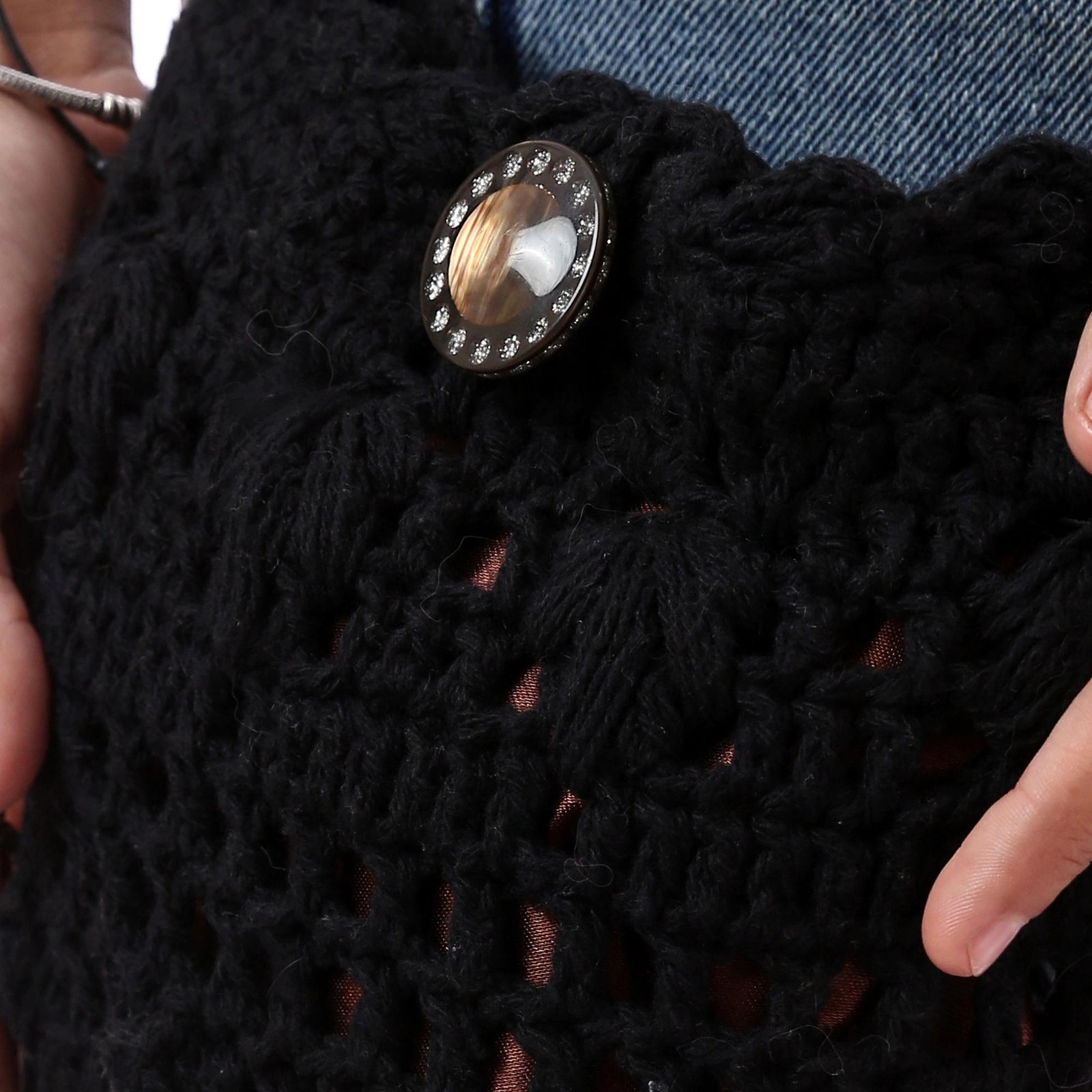 Fancy Cross Bag Cotton Washed Crochet Handmade - Image 3