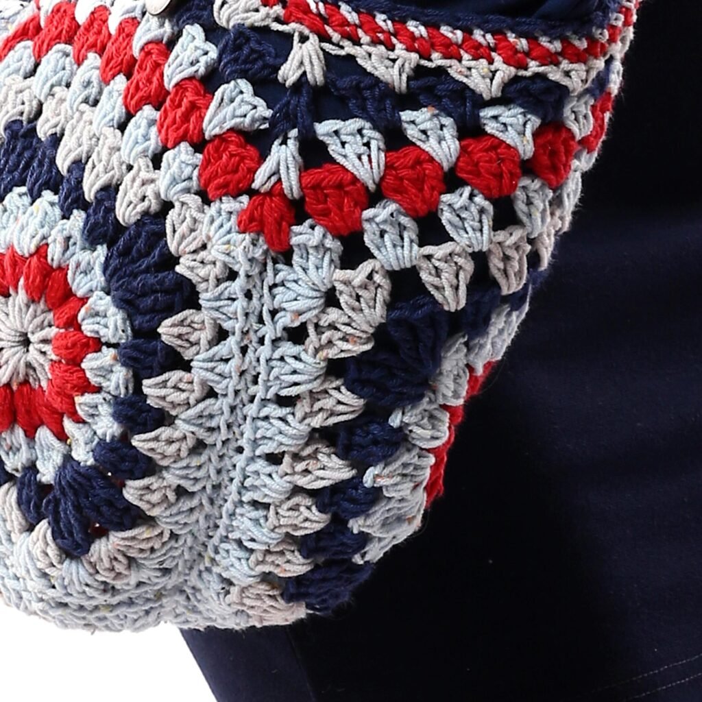 Fancy Cross Bag Granny Square Cotton Washed Crochet Handmade