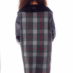 Open Wool Jacket Leather Sleeves Collar  Crochet Handmade - Image 4