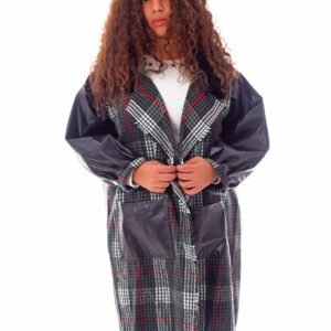Open Wool Jacket Leather Sleeves Collar  Crochet Handmade - Image 6