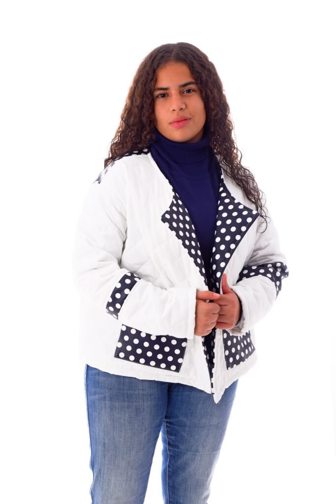 Casual Puffer Jacket Dotted Leather Decorated