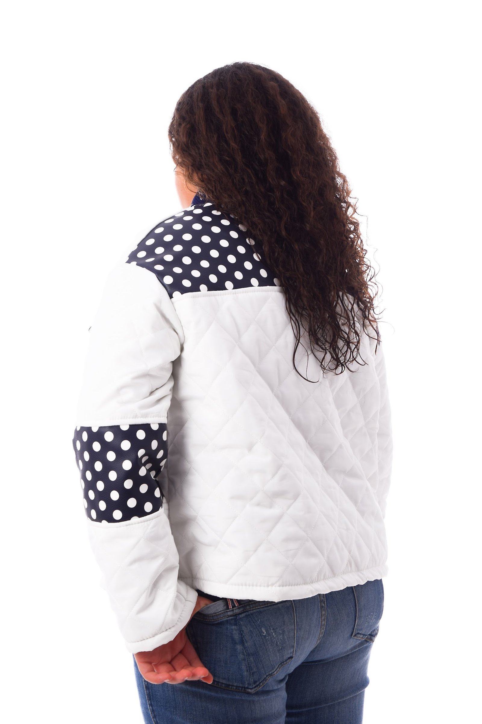 Casual  Puffer Jacket Dotted Leather Decoreted - Image 3