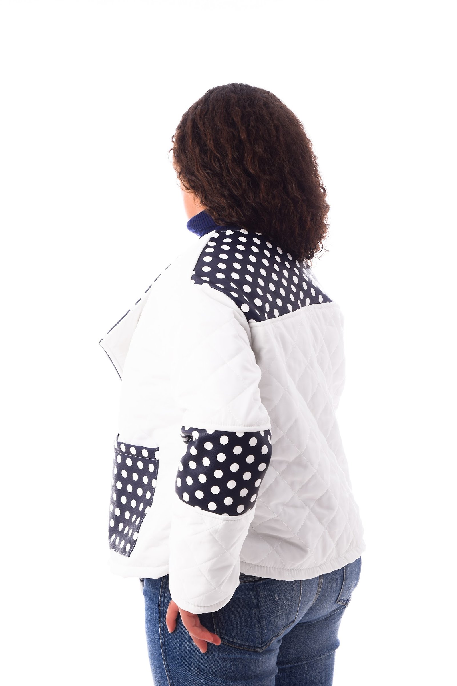 Casual  Puffer Jacket Dotted Leather Decoreted - Image 4