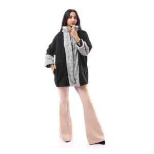 Comfy Wool  Warm Open Long Jacket  Fur Collar &Sleeves