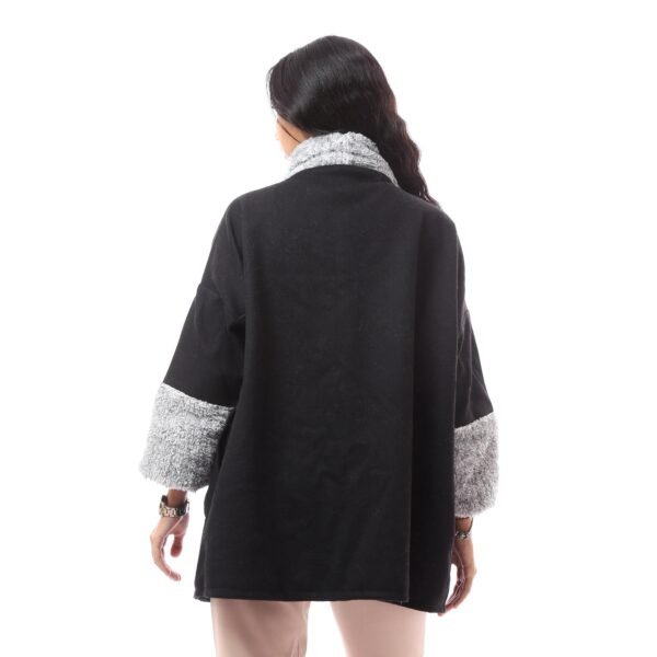 Comfy Wool  Warm Open Long Jacket  Fur Collar &Sleeves