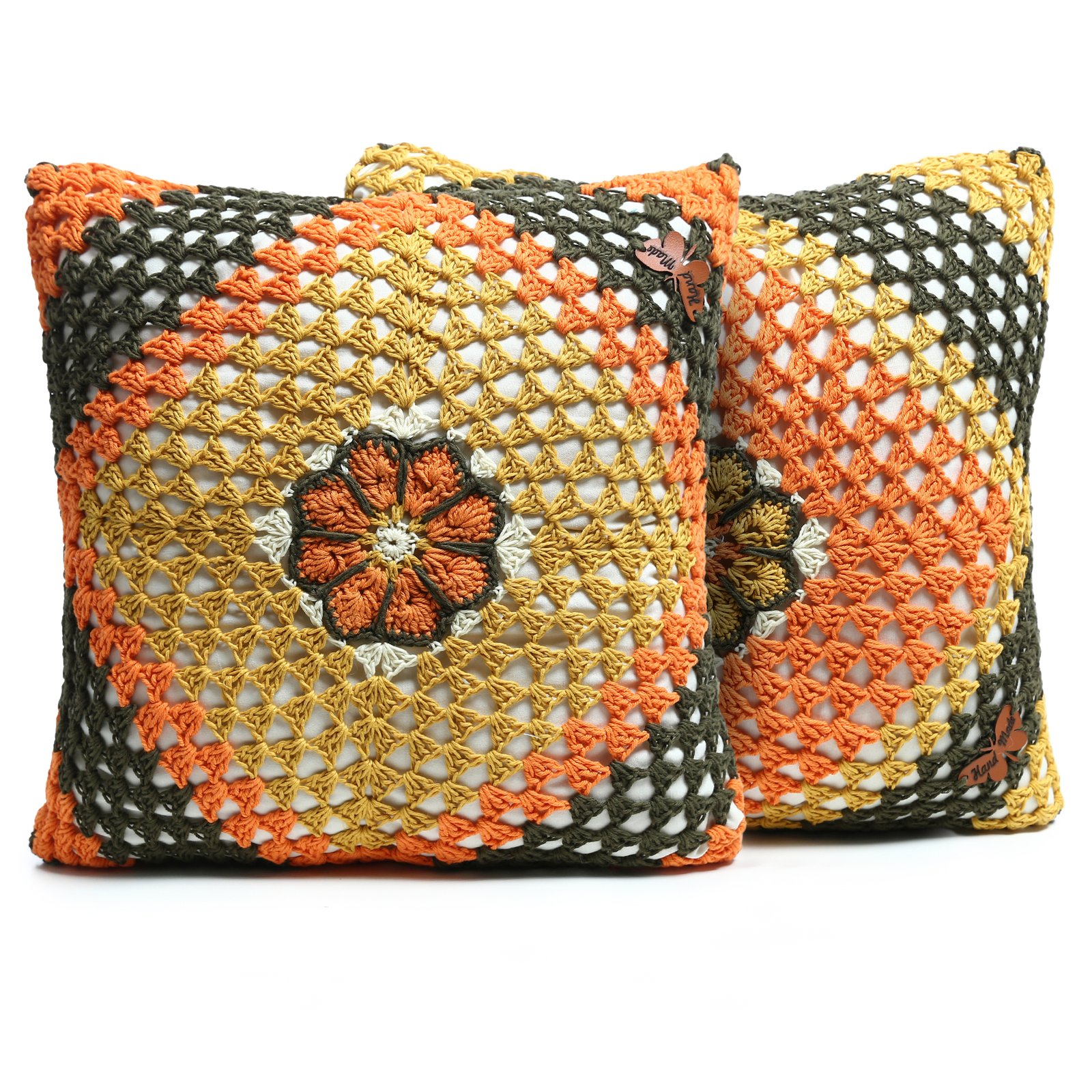 Home Cotton Granny Square Cover Sets (2 Pieces) Cushions Hand Made - Image 1