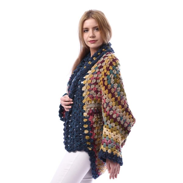 Elegant Colorful Back Granny Square Open Crochet Handmade Jacket