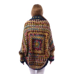 Elegant Colorful Back Granny Square Open Crochet Handmade Jacket - Image 3