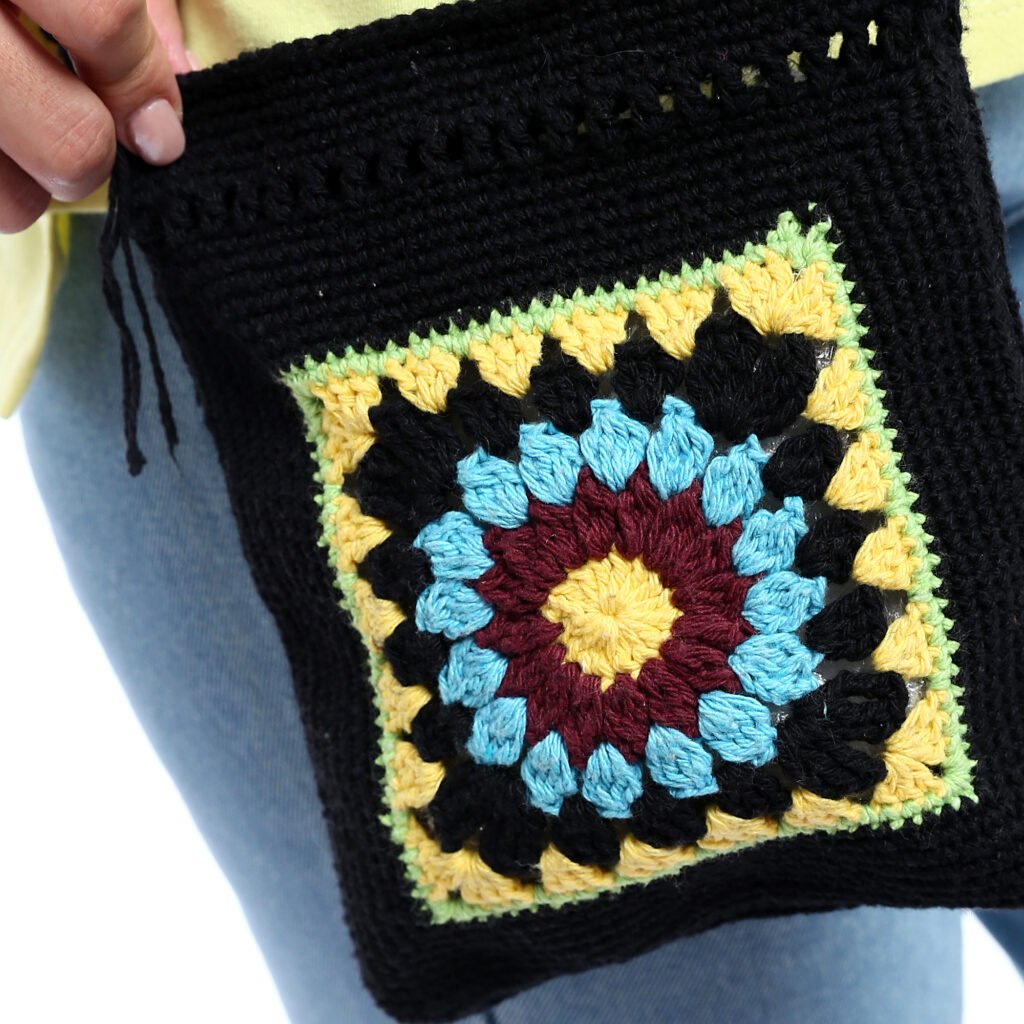 Fancy granny square cross bag crochet handmade