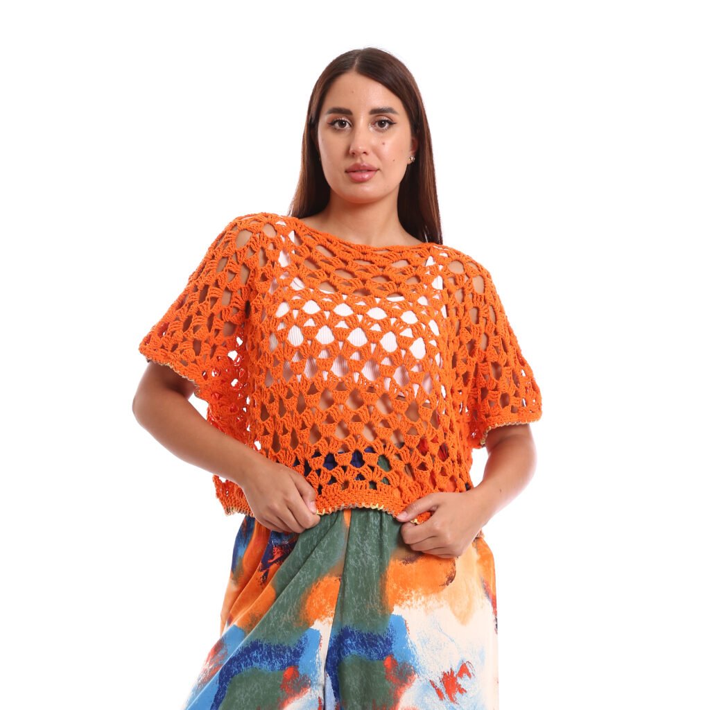 Relaxed boxy blouses geometric crochet handmade
