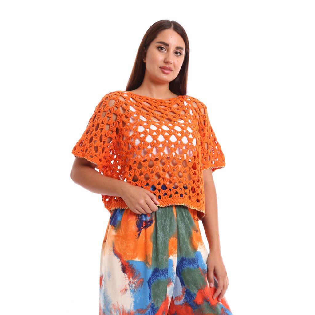 Relaxed boxy blouses geometric crochet handmade