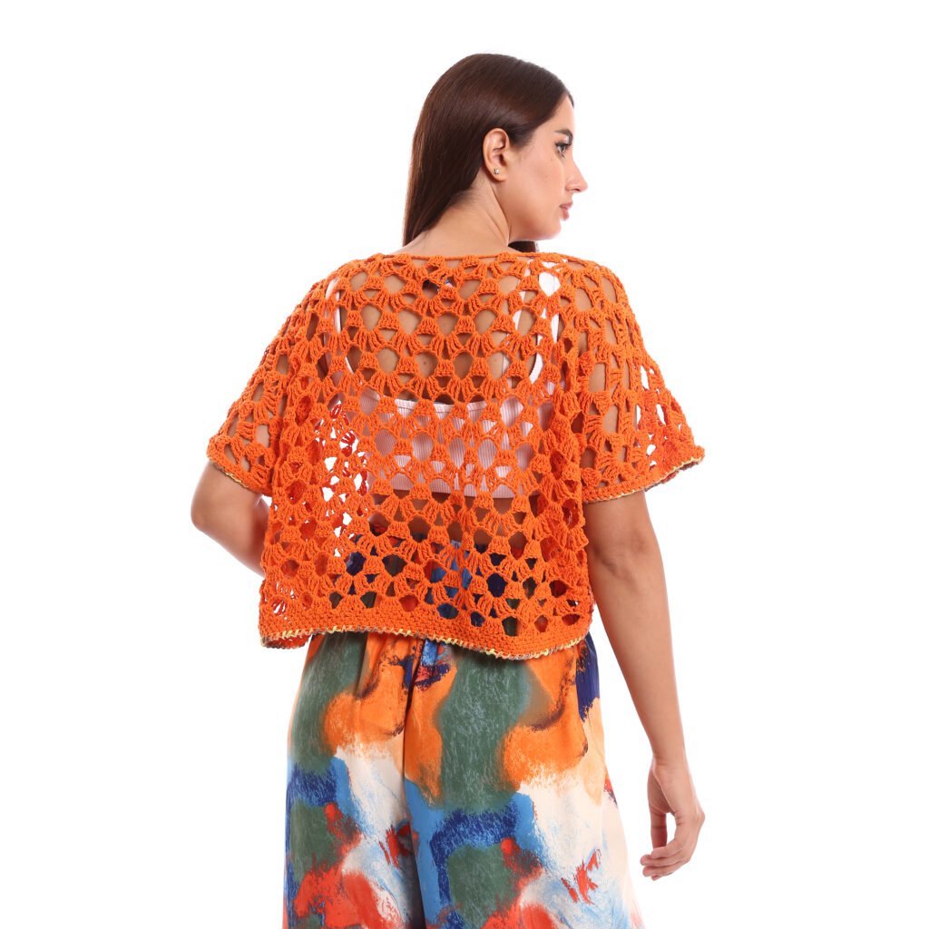 Relaxed boxy blouses geometric crochet handmade