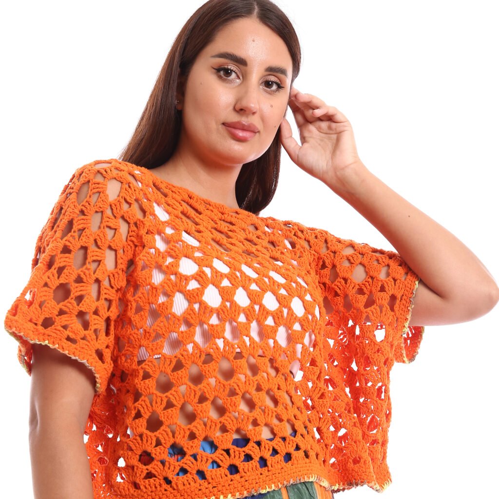 Relaxed boxy blouses geometric crochet handmade