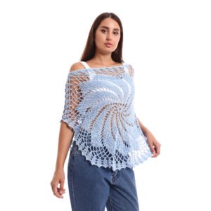 A delicate light blue crochet poncho handmade - Image 4