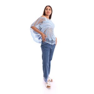 A delicate light blue crochet poncho handmade - Image 3
