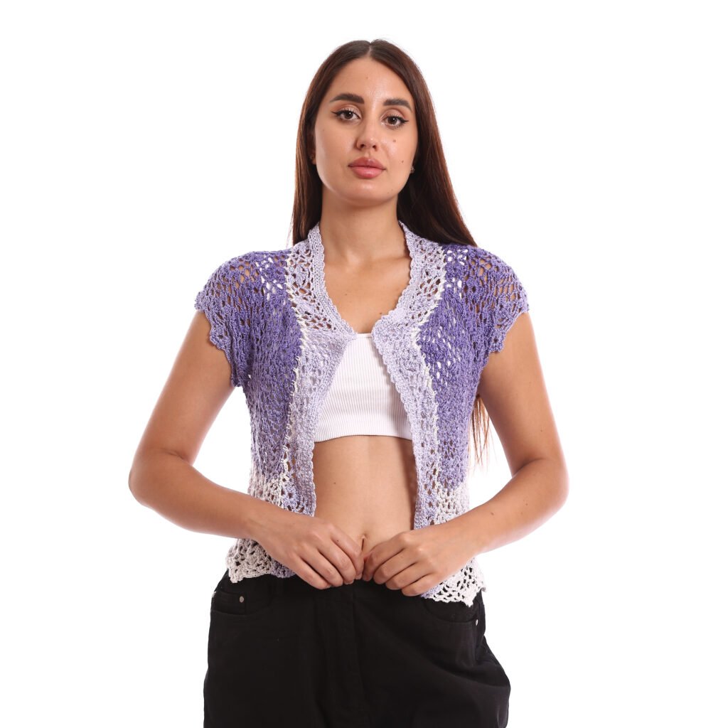 Open bolero crochet cap sleeves and flowers edges