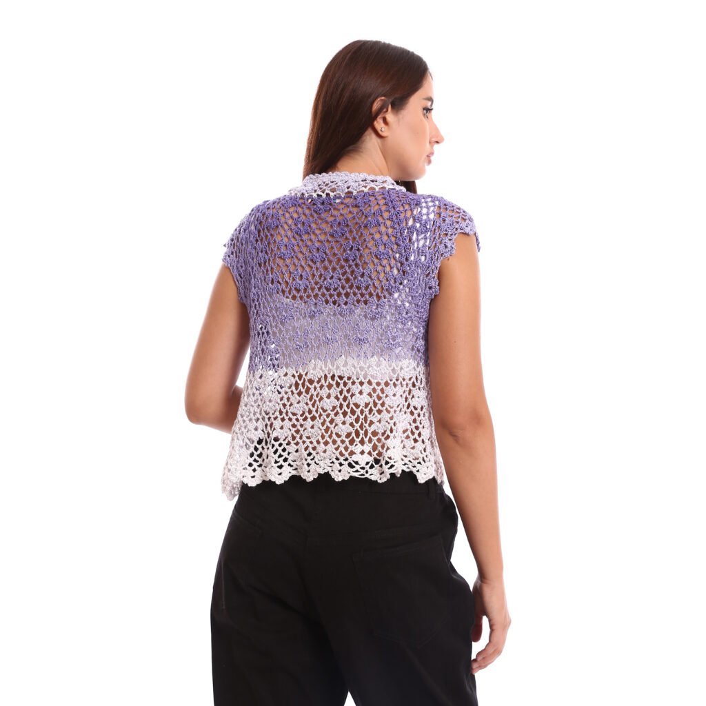 Open bolero crochet cap sleeves and flowers edges