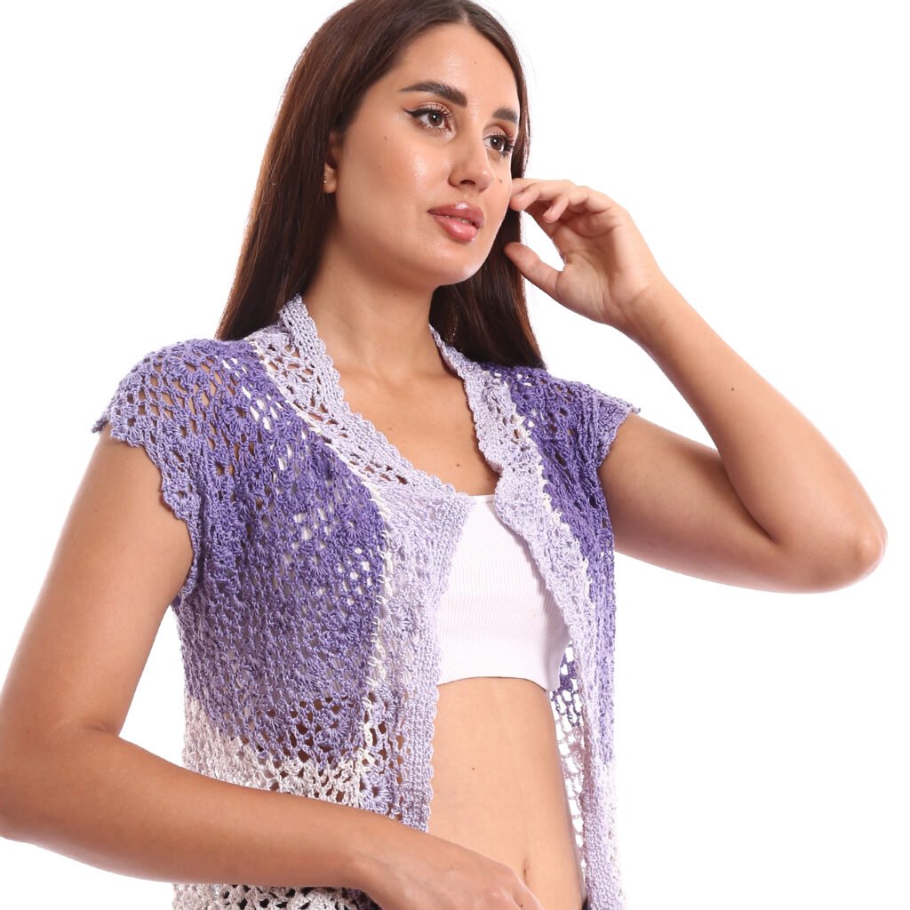 Open bolero crochet cap sleeves and flowers edges