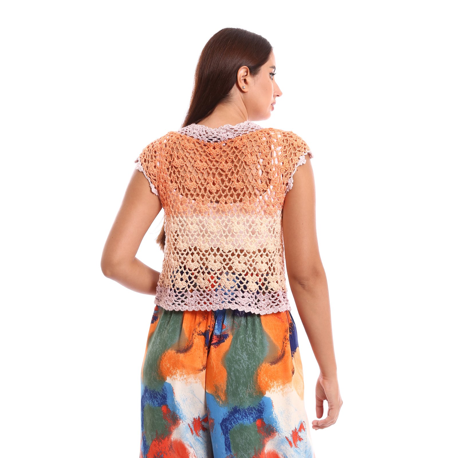 Buttoned bolero crochet cap sleeves and flowers edges - Image 2