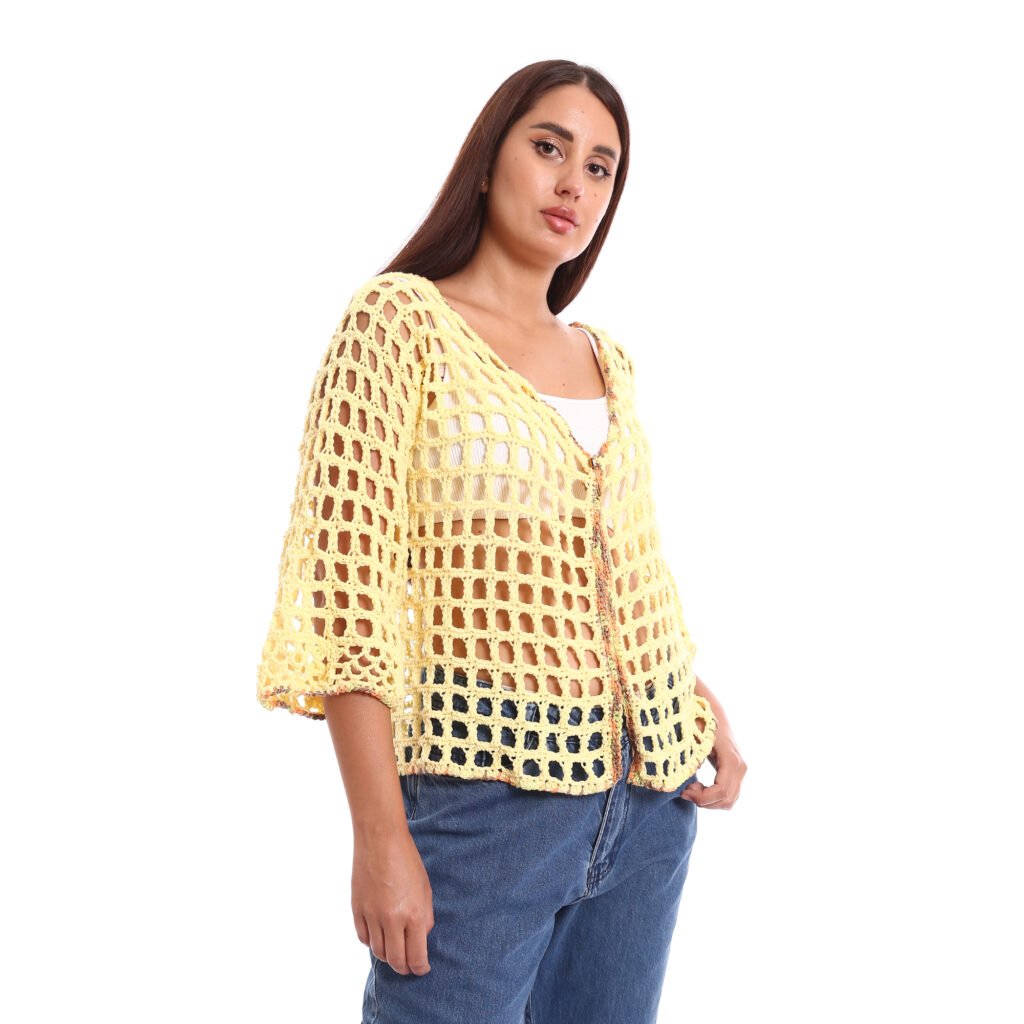 Trendy mesh light cardigan crochet handmade decorated edges