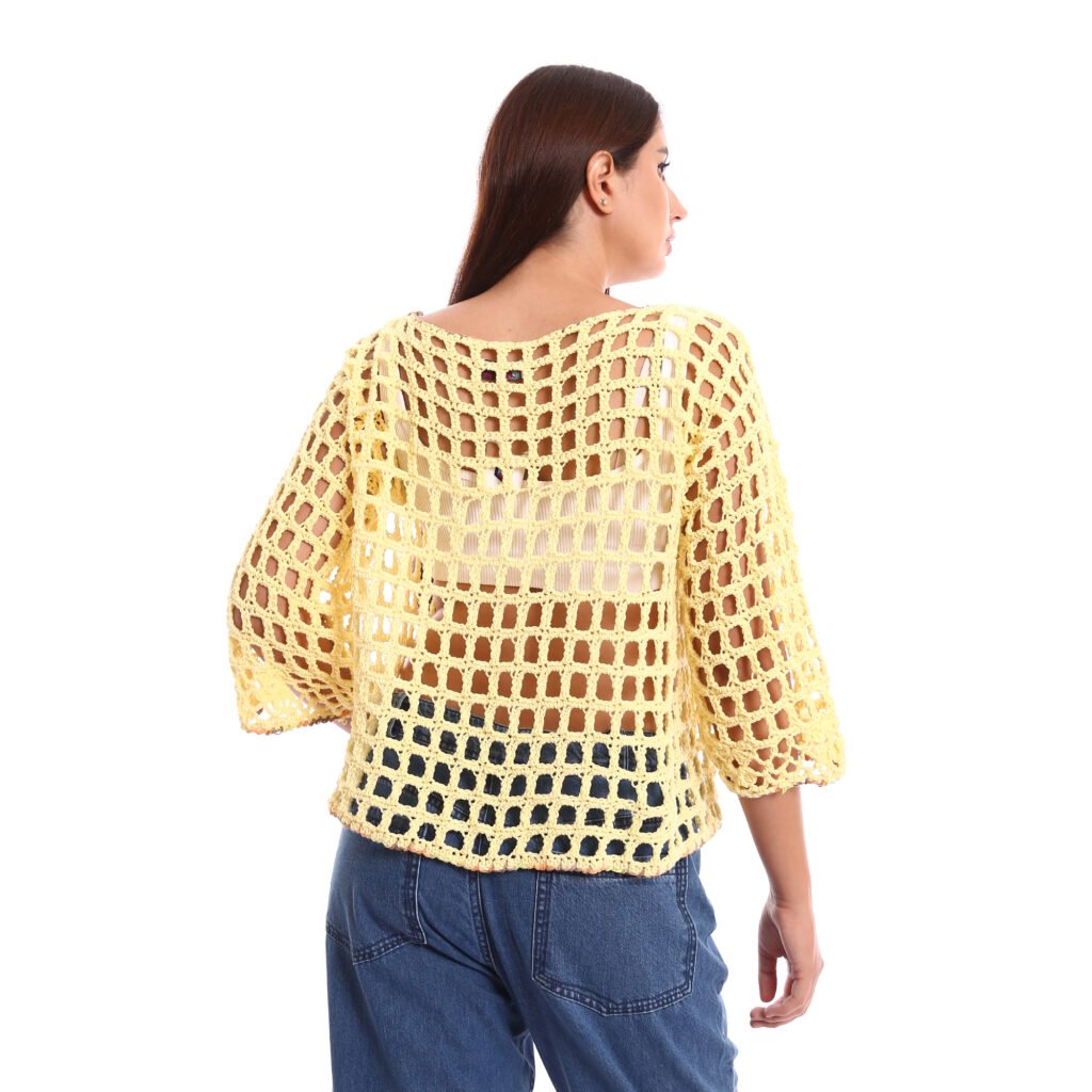 Trendy mesh light cardigan crochet handmade decorated edges